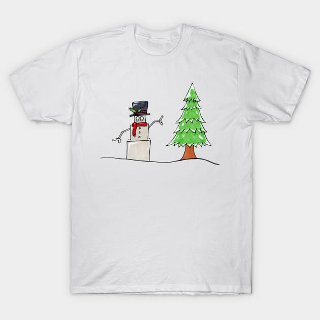 Christmas Snowman Bot T-Shirt by CuteBotss